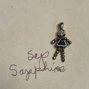 Pendant Charm Birthday Sapphire & Zircon dangling legs&Arms